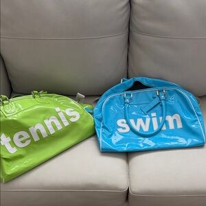 Trumpette Blue and Green Kids Swim Bags large Tennis rare includes 2